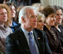 Photo of Vice President Joe Biden, Jill Biden, and teachers listening to President's remarks.