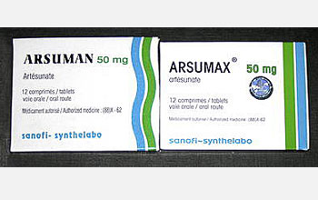 Counterfeit (left) and genuine (right) samples of artesunate from Cameroon.