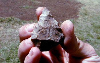 A stone tool found at a formation near the town of Kibish, Ethiopia.