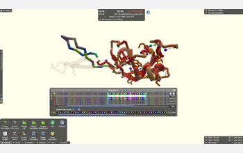 Screenshot of the unsolved monkey virus protein Foldit puzzle.
