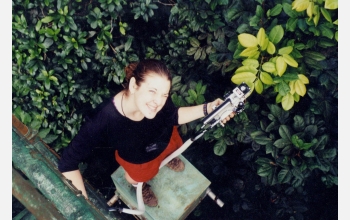 Researcher Nancy Harris studies forest canopy.