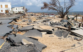Massive erosion caused by Hurricane Katrina in Bay St. Louis, Miss.