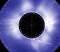 This image taken in November 2002 shows a coronal mass ejection (CME) that has erupted.