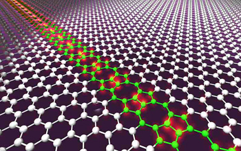 An artist's conception of a row of intentional molecular defects in a sheet of graphene.