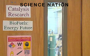 Photo of lab entrance with signs that read Catalysis Research and BioFuels: Energy Future