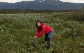 GROW student Anna Normand in the field in Sweded