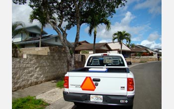 Photo of a botanical survey truck used in a roadside survey across the island of O'ahu.