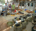 Photo of researchers preparing instruments that gathered data on Hurricane Irene.