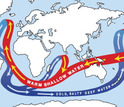 map of the world showing the route of the great ocean conveyor currents
