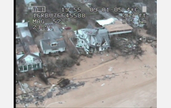 A UAV captured this image of devastation in Pearlington, Miss., following Hurricane Katrina.