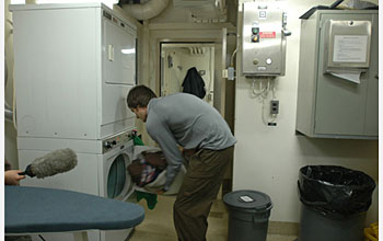 Photo of Dave Ullman in the laundry room.