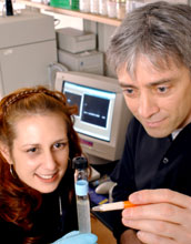 Professor Löffler and postdoc fellow examine unusual, strictly anaerobic bacteria