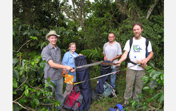 Photo of a litter sifting crew preparing for work at a Project LLAMA study site in Chiapas, Mexico.