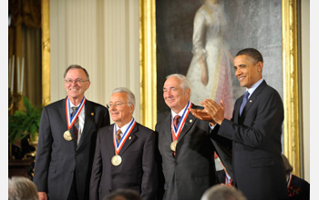 Photo of National Medal of Technology and Innovation recipients with President Obama.