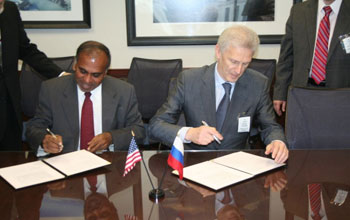NSF Director Suresh and Russian Education and Science Minister Andrei Fursenko sign historic MOU.