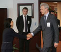 NSF OISE Director Machi Dilworth greets Russian Education and Science Minister Andrei Fursenko.