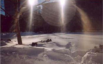 Photo of Boston's Copley Park during the blizzard of 2005.