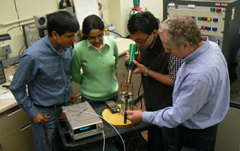 Photo, left-to-right, of Vijay Srivastava, Kanwal Bhatti, Yintao Song and Richard James.