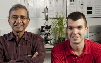 Ohio State engineers Bharat Bhushan (left) and Gregory Bixler (right).