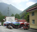 Photo of souvenir shops in Wolong Nature Reserve, May 2008.
