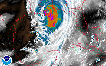 Satellite image of hurricane and gulf coast