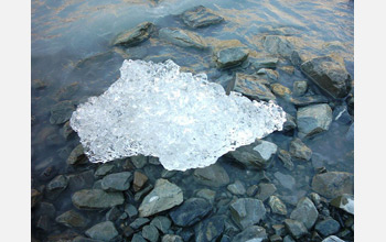 Photo of melting glacier ice in New Zealand.
