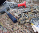 Photo of tools and samples taken that were flown out of Irishman Basin for analysis.