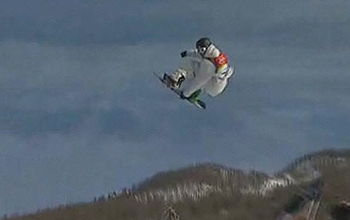 Snowboarder catching air