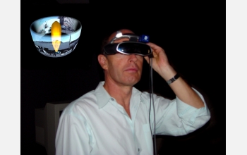 A researcher using panoramic 360-degree video technology