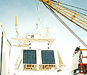 a balloon-borne experiment hoisted by a crane