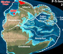 Map showing paleogeography during the Permian-Triassic boundary 252 million years ago.