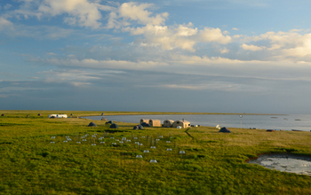The Tutakoke River field camp during high tide
