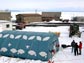 Photo of a NASA prototype lunar habitat at McMurdo Station, Antarctica.