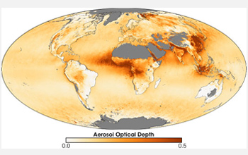 the annual mean aerosol optical depth for 2006.