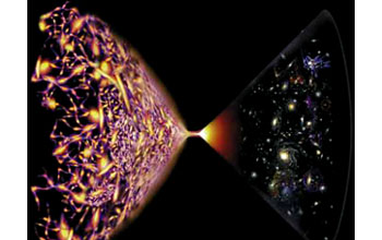 Illustration of mysterious energy causing expansion of the universe to accelerate