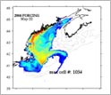 Computer simulations of Alexandrium cell concentrations under different weather conditions.