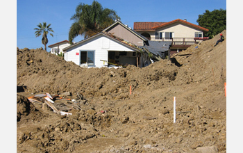 Photo of community in La Conchita, Calif., that was damaged by landslides in January 2005.