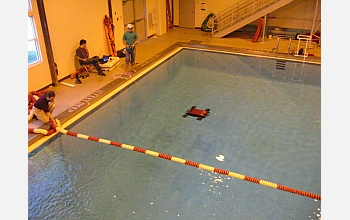 Researchers use the diving facility at Vassar College to test Madeleine's performance.