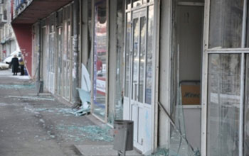 Stores with shattered windows from the meteor that crashed in eastern Russia.