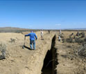 Photo of the northwest offset channel of the Bidart Fan, Carrizo Plain, looking downstream.