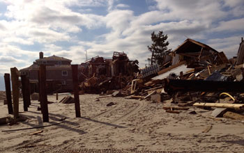 Houses next to the ocean destroyed by Sandy in Mantoloking, N.J.