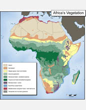 Map showing vegetation of Africa.