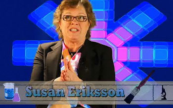 Photo from a video of Susan Eriksson discussing her art