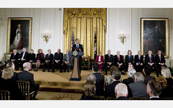 Photo of President Obama, 2008 National Medal of Science and National Medal of Technology awardees.