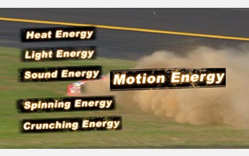 Text and photo: Heat, Light, Sound, Motion, Spinning and Crunching Energy.