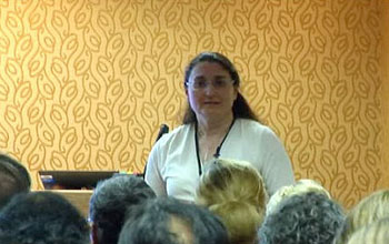 Susannah Scott of the University of California, Santa Barbara, at the NSF PIRE symposium.