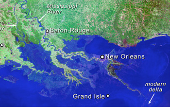 As sea level rises, the coast of Louisiana begins to go underwater.