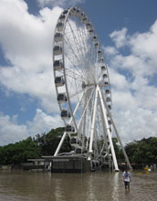The entrance to the high ferris wheel in Brisbane under water.