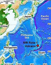 The NW Rota-1 undersea volcano is located north of the island of Guam.