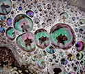 foam-like bubbles created by plankton in seawater crashing ashore.